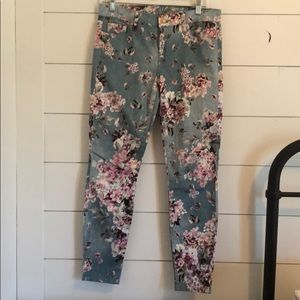 Floral printed jean jeggings
